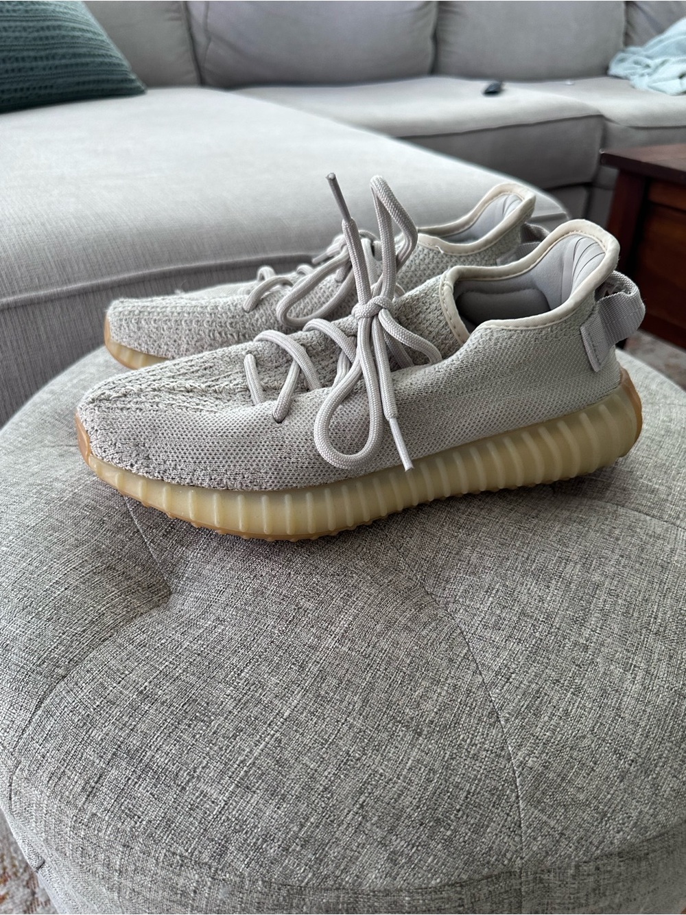 Neutral Knit Low-Top Sneakers with Gum Sole